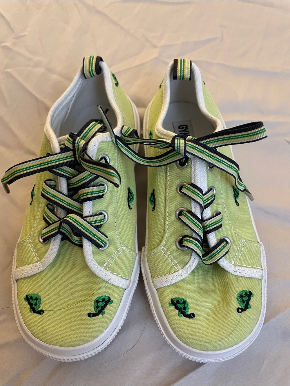 NWOT Kids Lime Green Canvas Sneakers with Embroidered Design